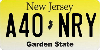 NJ license plate A40NRY