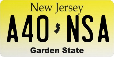 NJ license plate A40NSA
