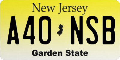 NJ license plate A40NSB