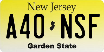 NJ license plate A40NSF
