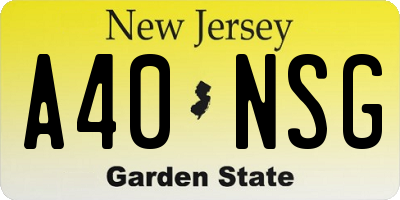 NJ license plate A40NSG