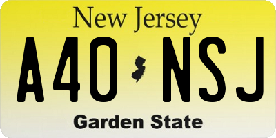 NJ license plate A40NSJ
