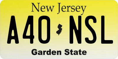 NJ license plate A40NSL