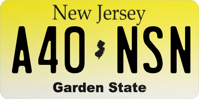 NJ license plate A40NSN