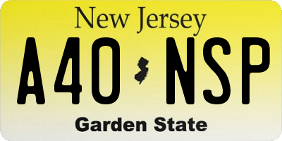 NJ license plate A40NSP