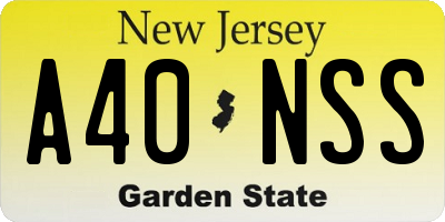 NJ license plate A40NSS