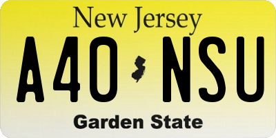 NJ license plate A40NSU