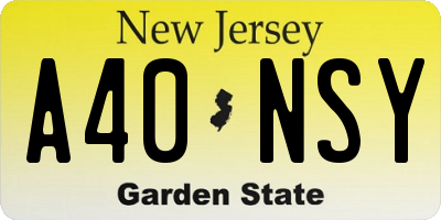 NJ license plate A40NSY
