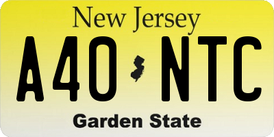 NJ license plate A40NTC