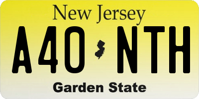 NJ license plate A40NTH