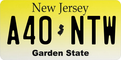 NJ license plate A40NTW