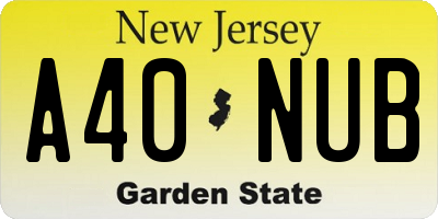 NJ license plate A40NUB