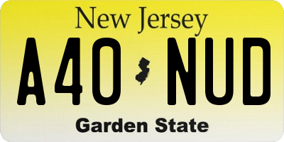 NJ license plate A40NUD
