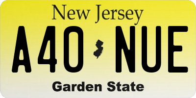 NJ license plate A40NUE