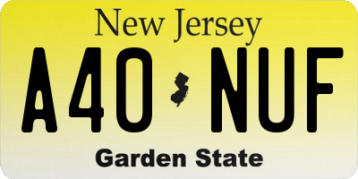 NJ license plate A40NUF