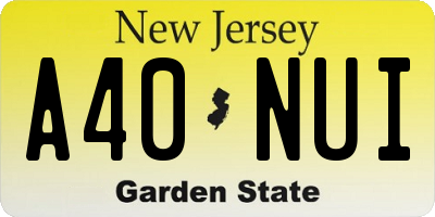 NJ license plate A40NUI