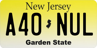 NJ license plate A40NUL
