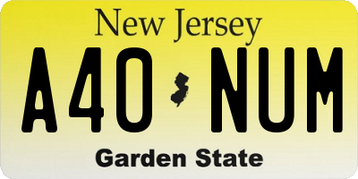NJ license plate A40NUM