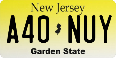 NJ license plate A40NUY