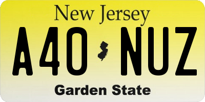 NJ license plate A40NUZ