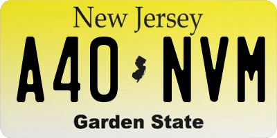NJ license plate A40NVM