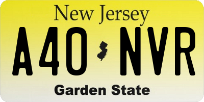 NJ license plate A40NVR