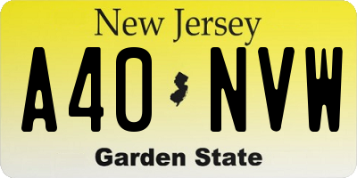 NJ license plate A40NVW