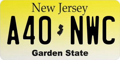NJ license plate A40NWC