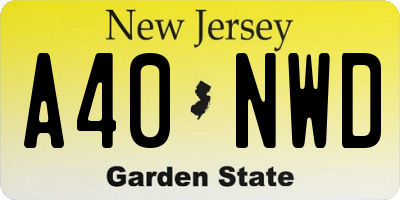 NJ license plate A40NWD