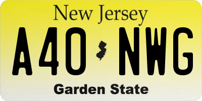 NJ license plate A40NWG