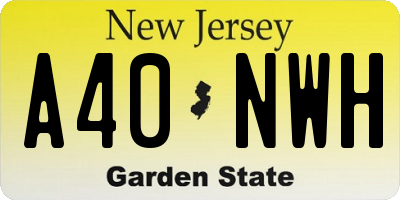 NJ license plate A40NWH