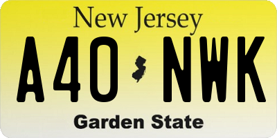 NJ license plate A40NWK