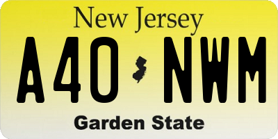 NJ license plate A40NWM