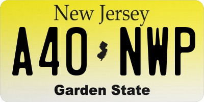 NJ license plate A40NWP