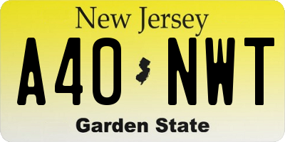 NJ license plate A40NWT