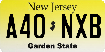 NJ license plate A40NXB