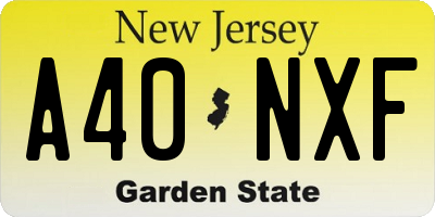 NJ license plate A40NXF