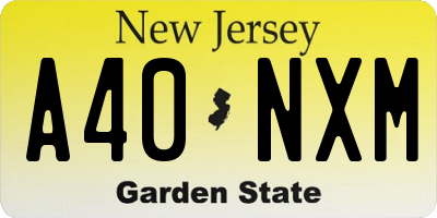 NJ license plate A40NXM