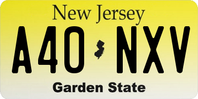 NJ license plate A40NXV