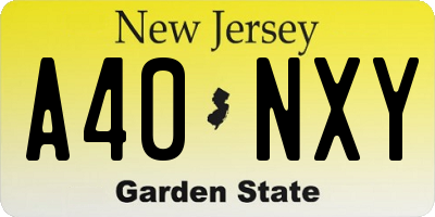 NJ license plate A40NXY