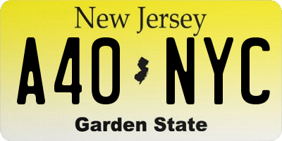 NJ license plate A40NYC