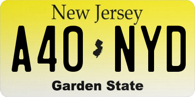 NJ license plate A40NYD