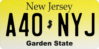 NJ license plate A40NYJ