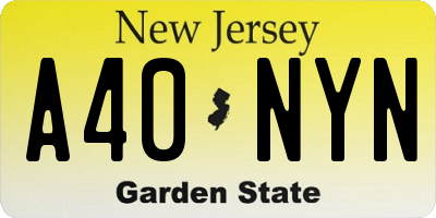 NJ license plate A40NYN