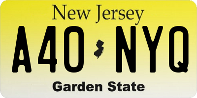 NJ license plate A40NYQ