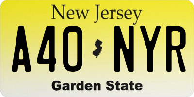 NJ license plate A40NYR