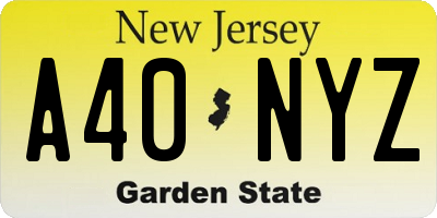 NJ license plate A40NYZ