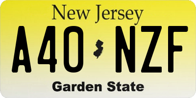 NJ license plate A40NZF