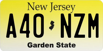 NJ license plate A40NZM