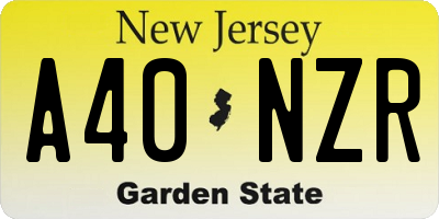 NJ license plate A40NZR